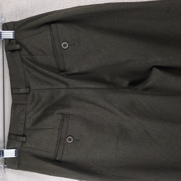 ANDREA Viccaro Petite Olive Green Pleated Front High Waist Straight Leg … - Picture 8 of 11